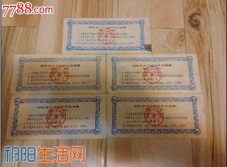 祁阳县，内下电站建设借据，五十元一张，十元四张