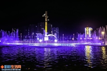 夜色迷人的陶铸广场喷泉夜景